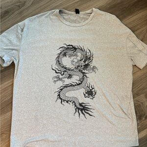 SHEIN Light Gray Dragon Graphic Tee